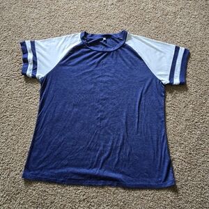 Navy and White Short Sleeve Raglan Tee